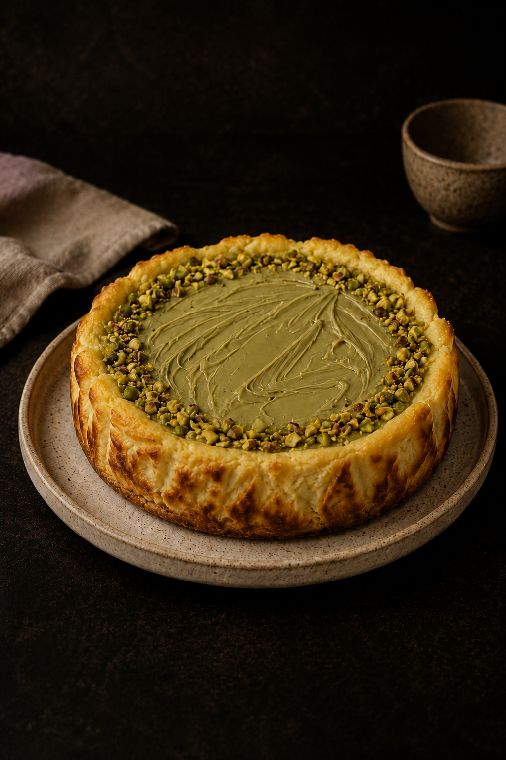 Tarta vasca sabor Pistacho