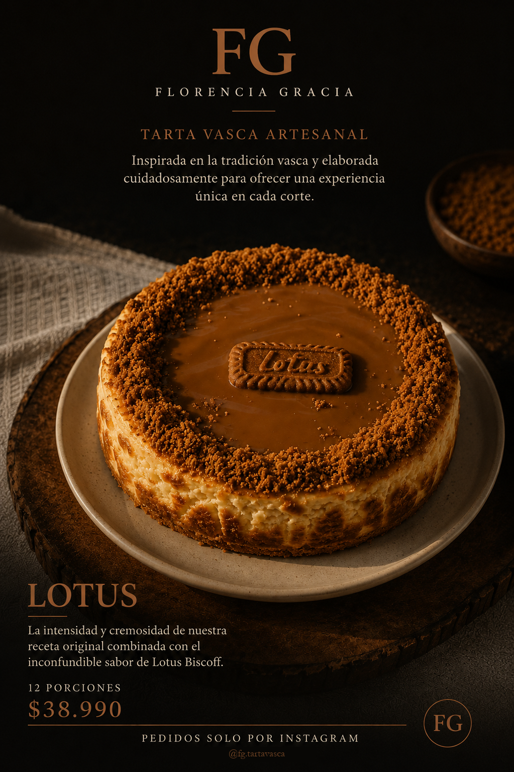 Tarta vasca sabor Lotus